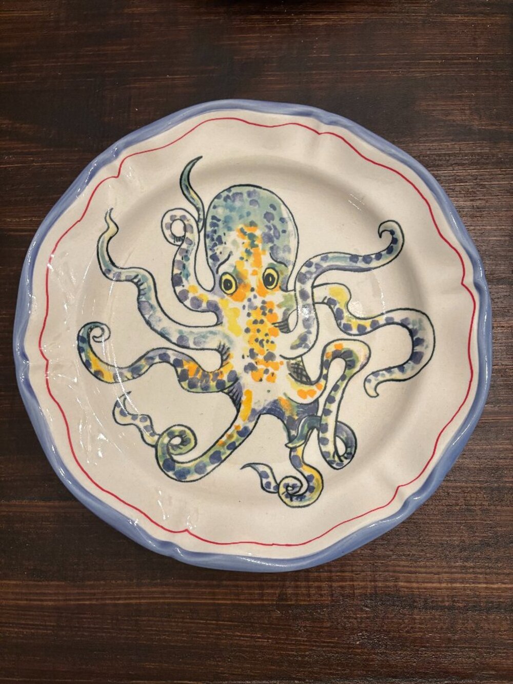 Anthropologie Coastal Octopus Dinner Plate ~ Parisian Artist Nathalie Lete